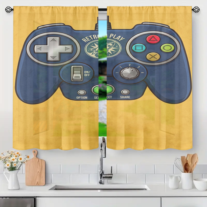 Retro Gaming Cafe - Gaming Controller Gordijnpaneel Retro Video Game