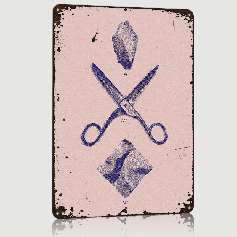 Retro Gaming Wallpaper - ROCK SCISSORS PAPER Poster Aangepaste Vintage