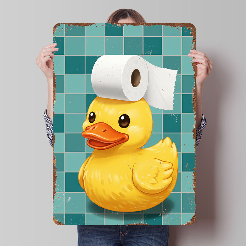Retro Gaming Wallpaper - Eend met toiletpapierhoed bedrukte poster op