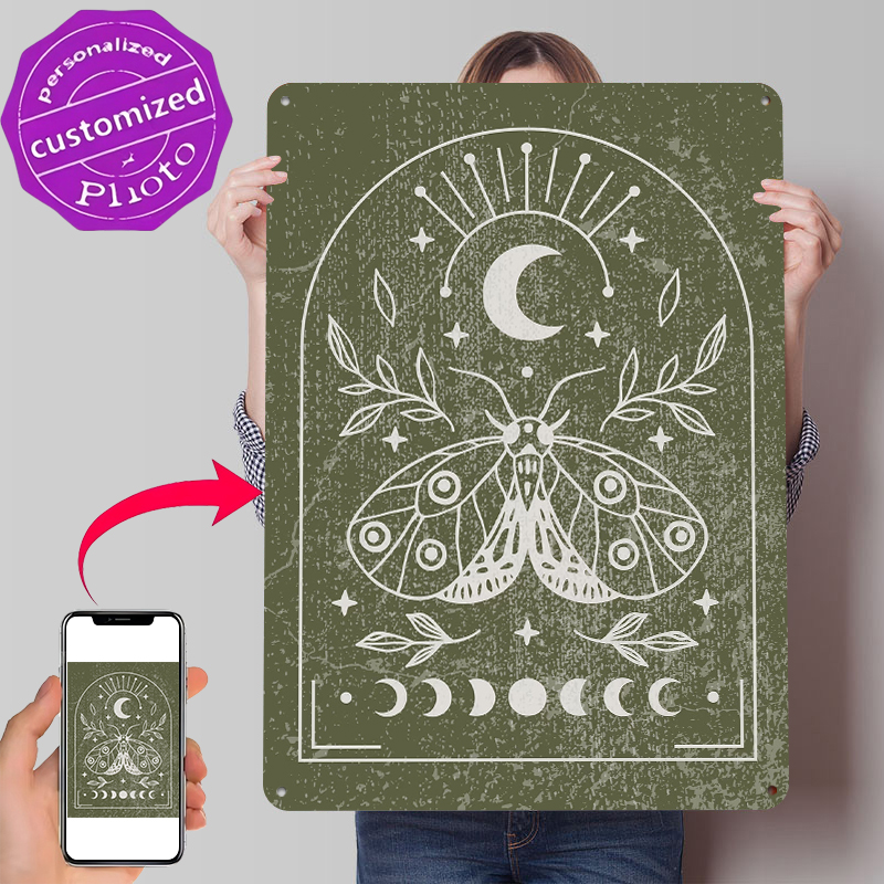 Retro Gaming At Home - Motten- en maanposter, gepersonaliseerde vintage metalen