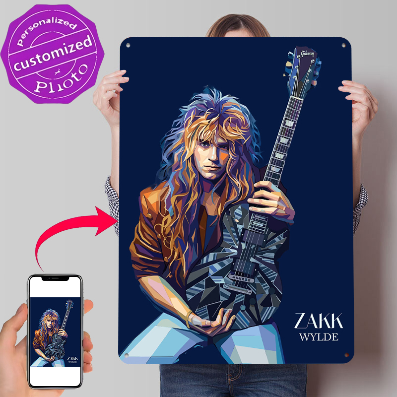 Retro Gaming At Home - Zakk Wylde Kunstportret Metalen Poster Gecustomizeerde