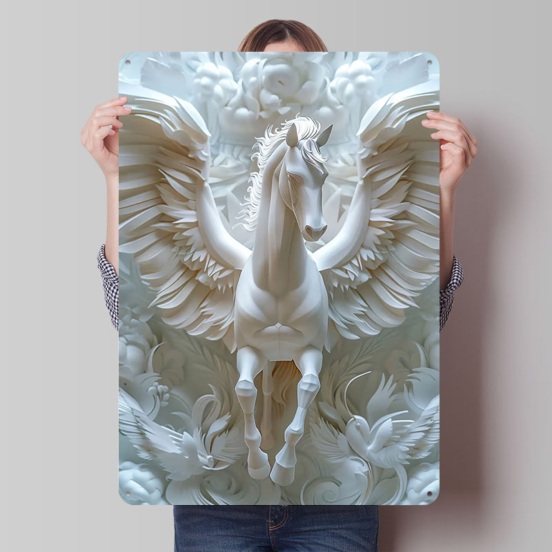 Retro Gaming Wallpaper - Papier Pegasus Wit Paardenvleugels Blik Posters