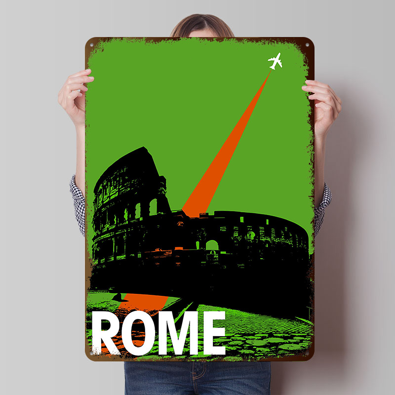 Retro Gaming At Home - Rome Travel Metal Poster Aangepaste Wall