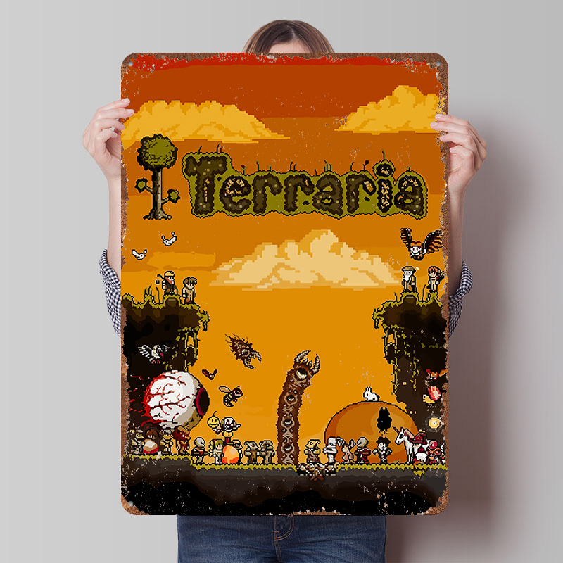 Retro Gaming At Home - Terraria Pixel Art Game Geprinte Poster