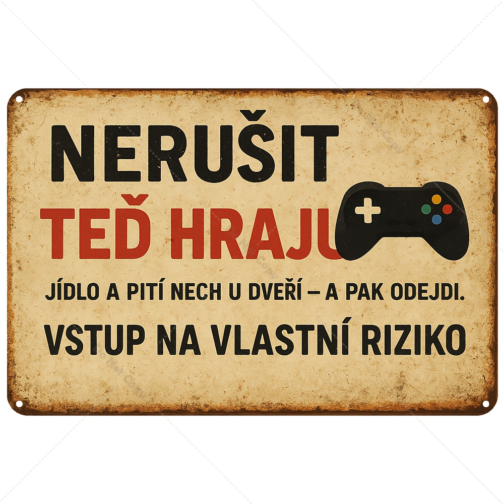 Retro Gaming Cafe - Tsjechisch/Slowaaks retro ijzeren bord met tekst