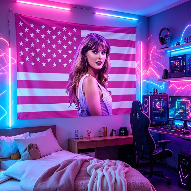 Retro Gaming Decor - VIKAMA Amerikaanse vlag zangeres print wandkleed,