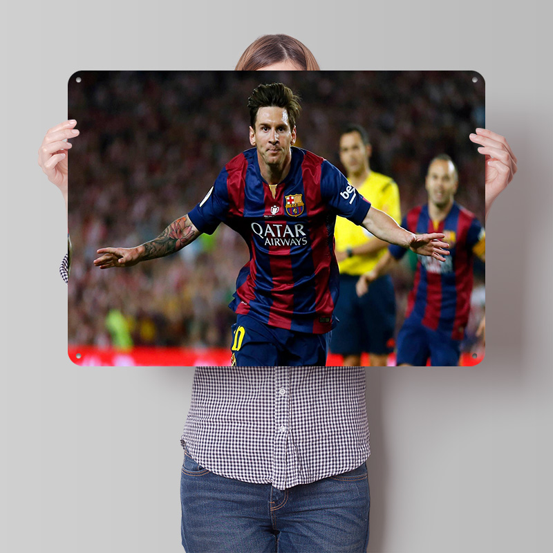 Retro Gaming At Home - Lionel Messi voetbal geprinte poster op