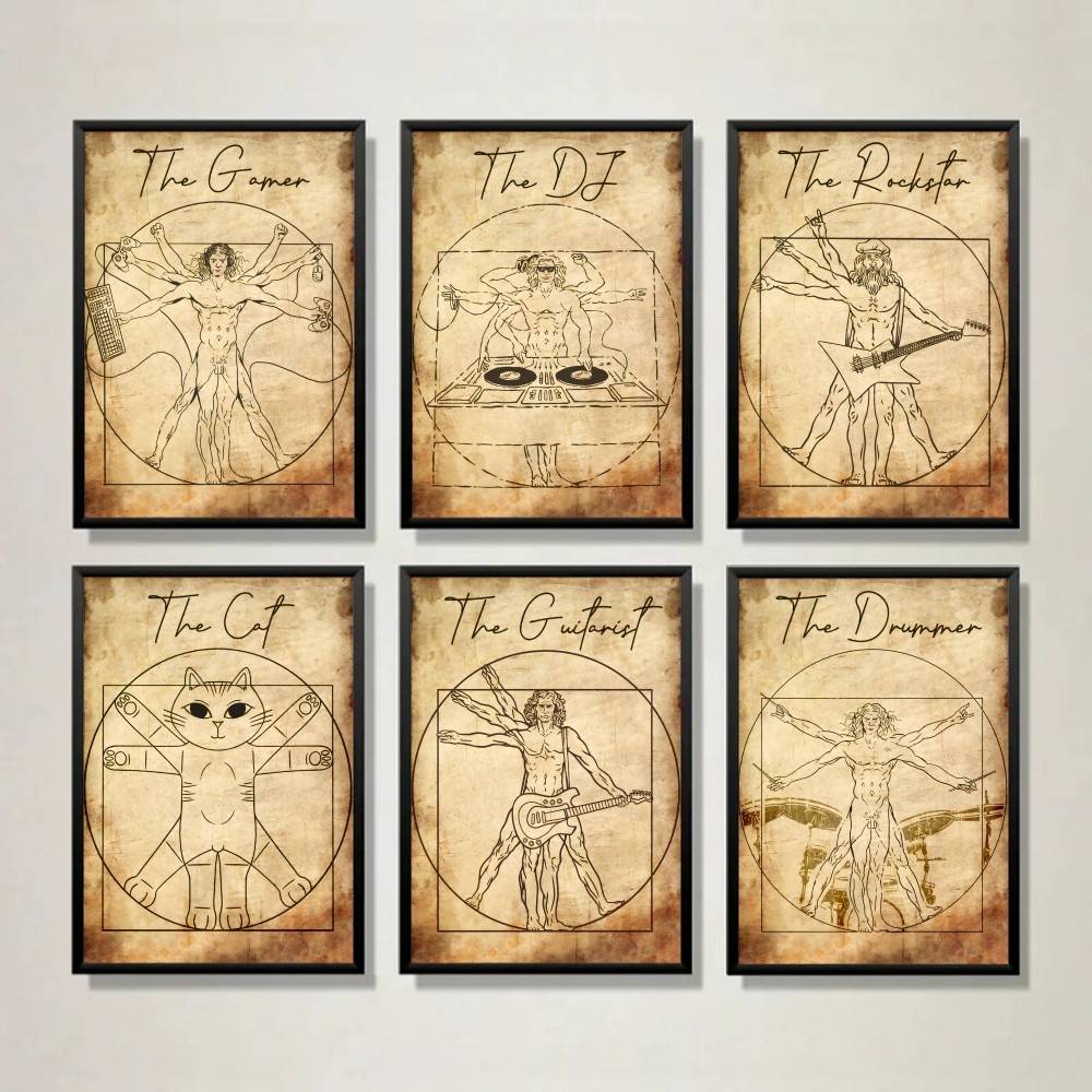 Vintage Vitruvian Style Music  - Retro Gaming Wallpaper recensie en prijs
