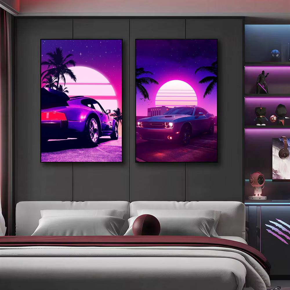 Cyberpunk jaren '80 Retro auto - Retro Gaming Wallpaper recensie en prijs