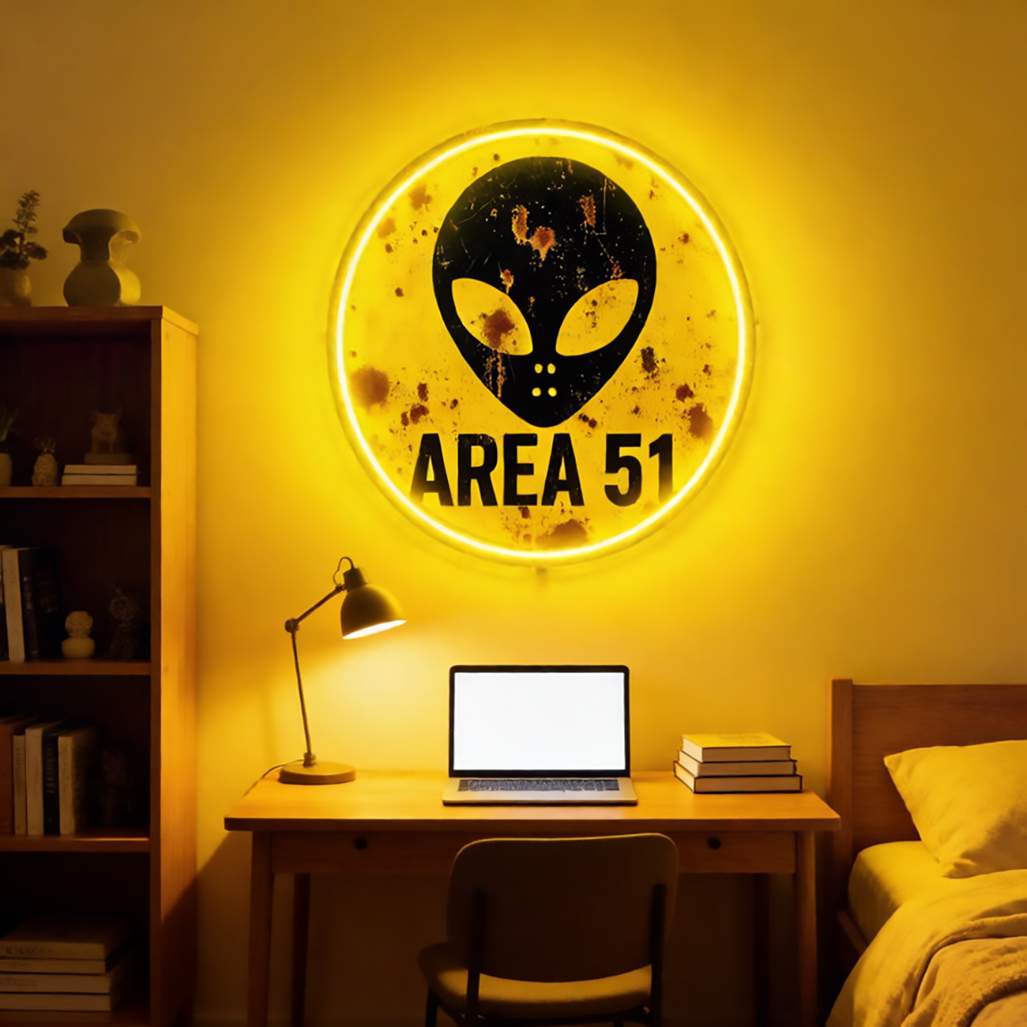 Vintage Area 51 Alien Neon Sig - Retro Gaming Cafe recensie en prijs