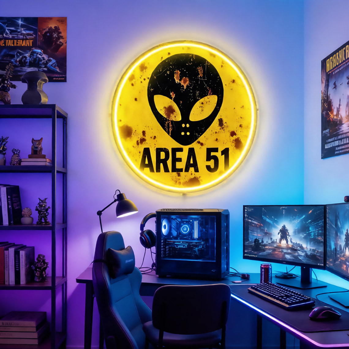 Vintage Area 51 Alien Neon Sig - Retro Gaming Cafe recensie en prijs