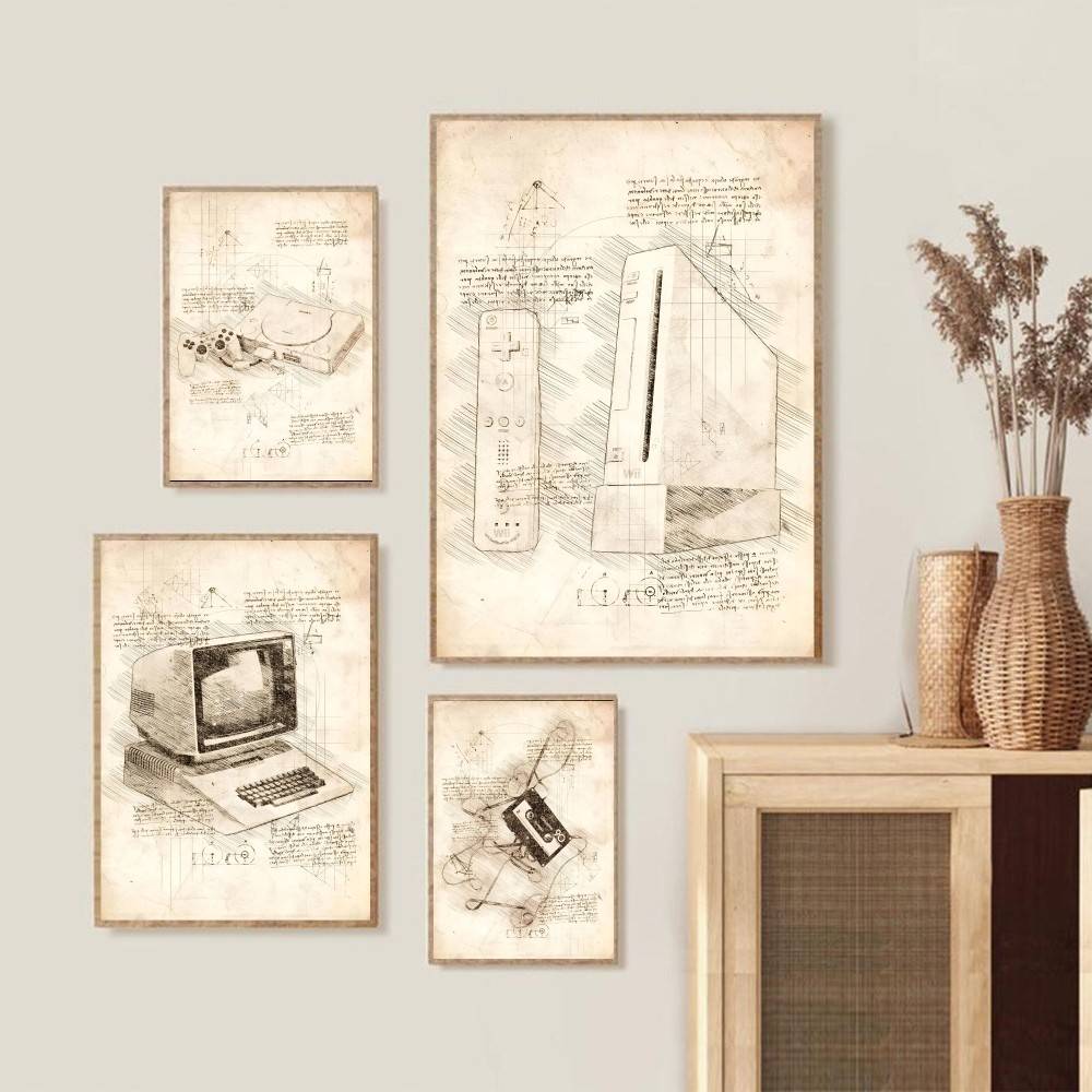 Vintage Gaming Console Sketch  - Retro Gaming Wallpaper recensie en prijs