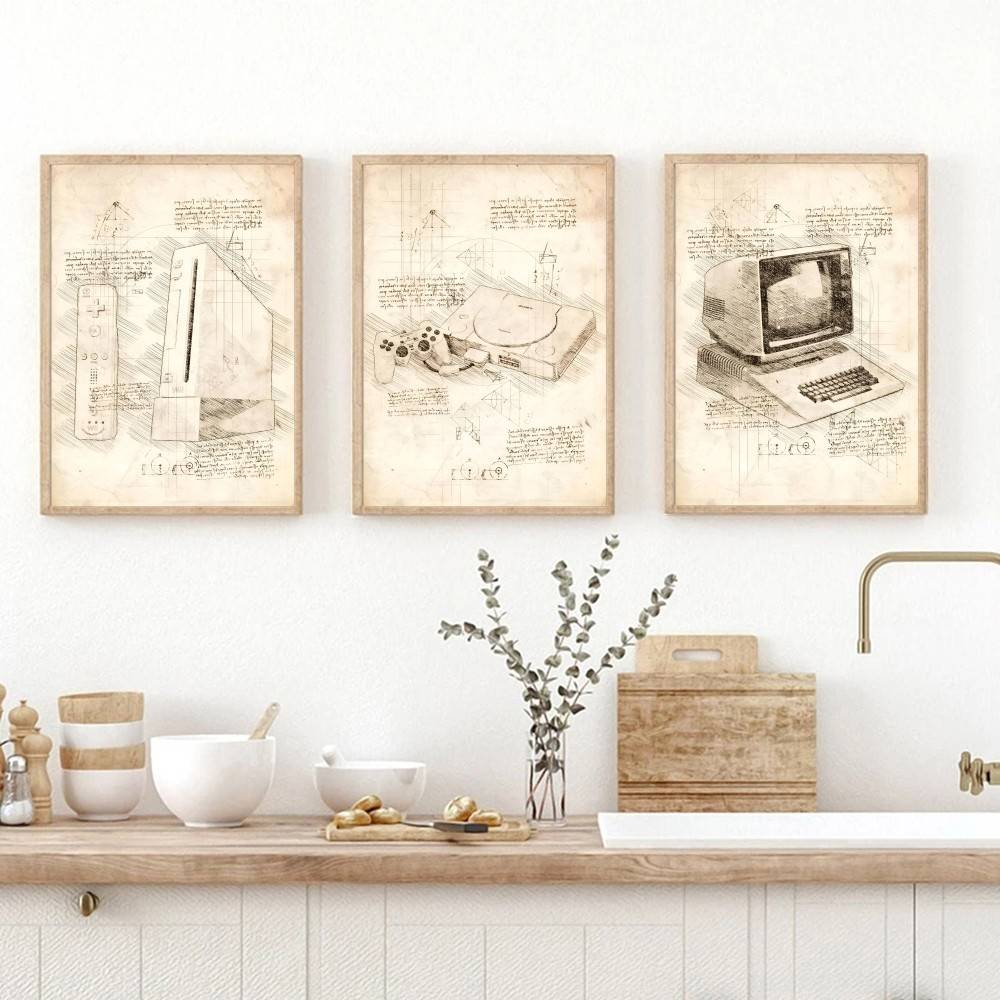 Vintage Gaming Console Sketch  - Retro Gaming Wallpaper recensie en prijs