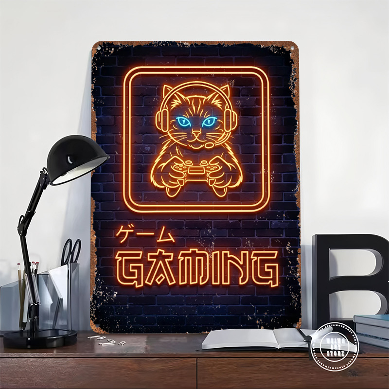 Neon Gaming Kat Geprinte Poste - Retro Gaming At Home recensie en prijs