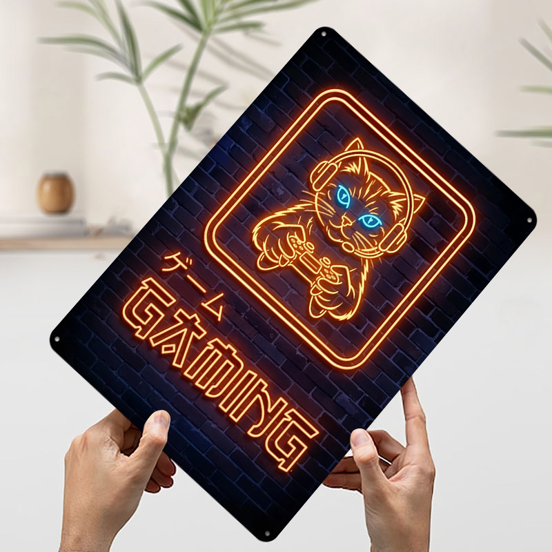 Neon Gaming Kat Geprinte Poste - Retro Gaming At Home recensie en prijs